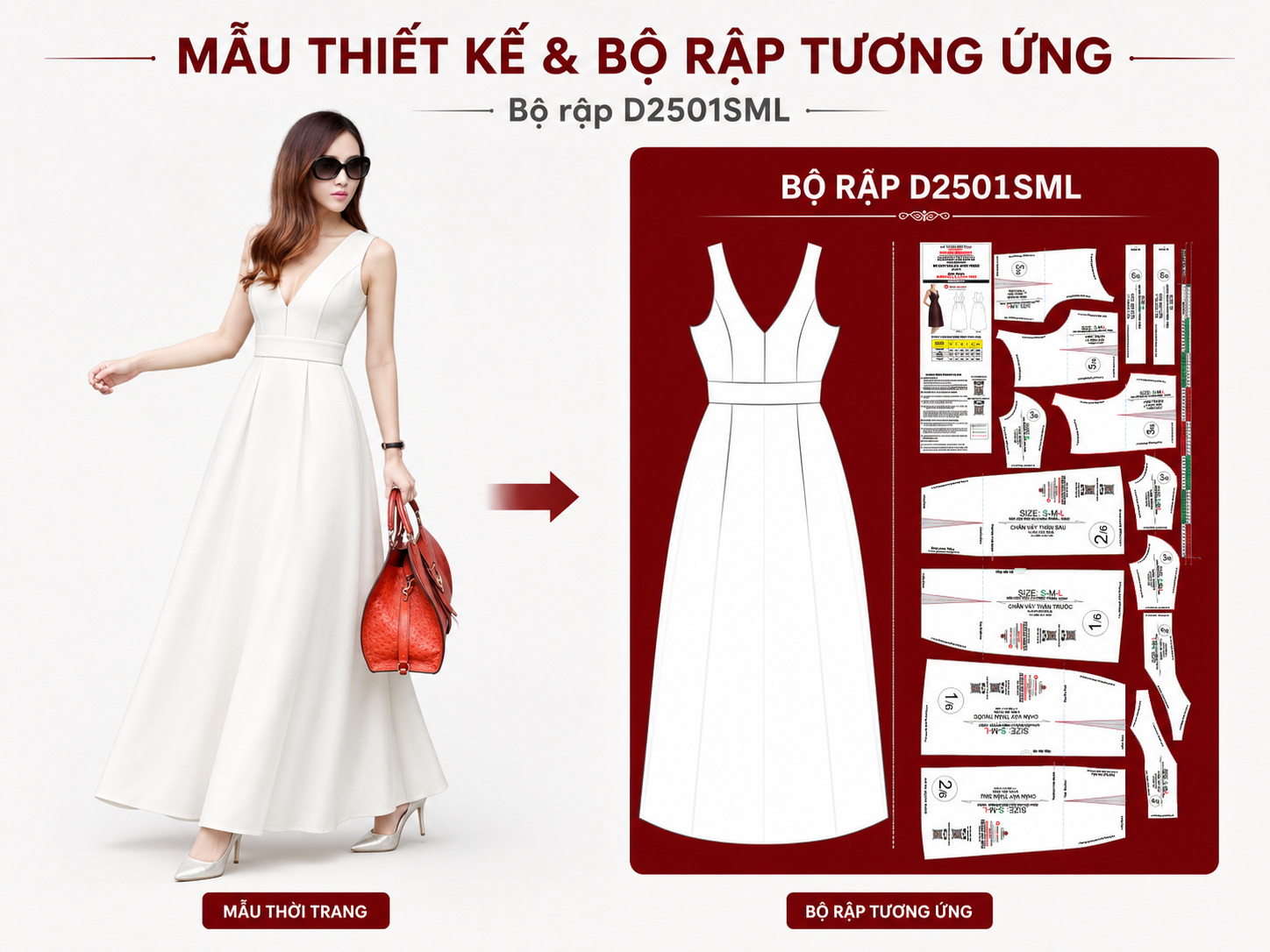 Bộ rập đầm thiết kế chuẩn form mẫu 01 size S-M-L