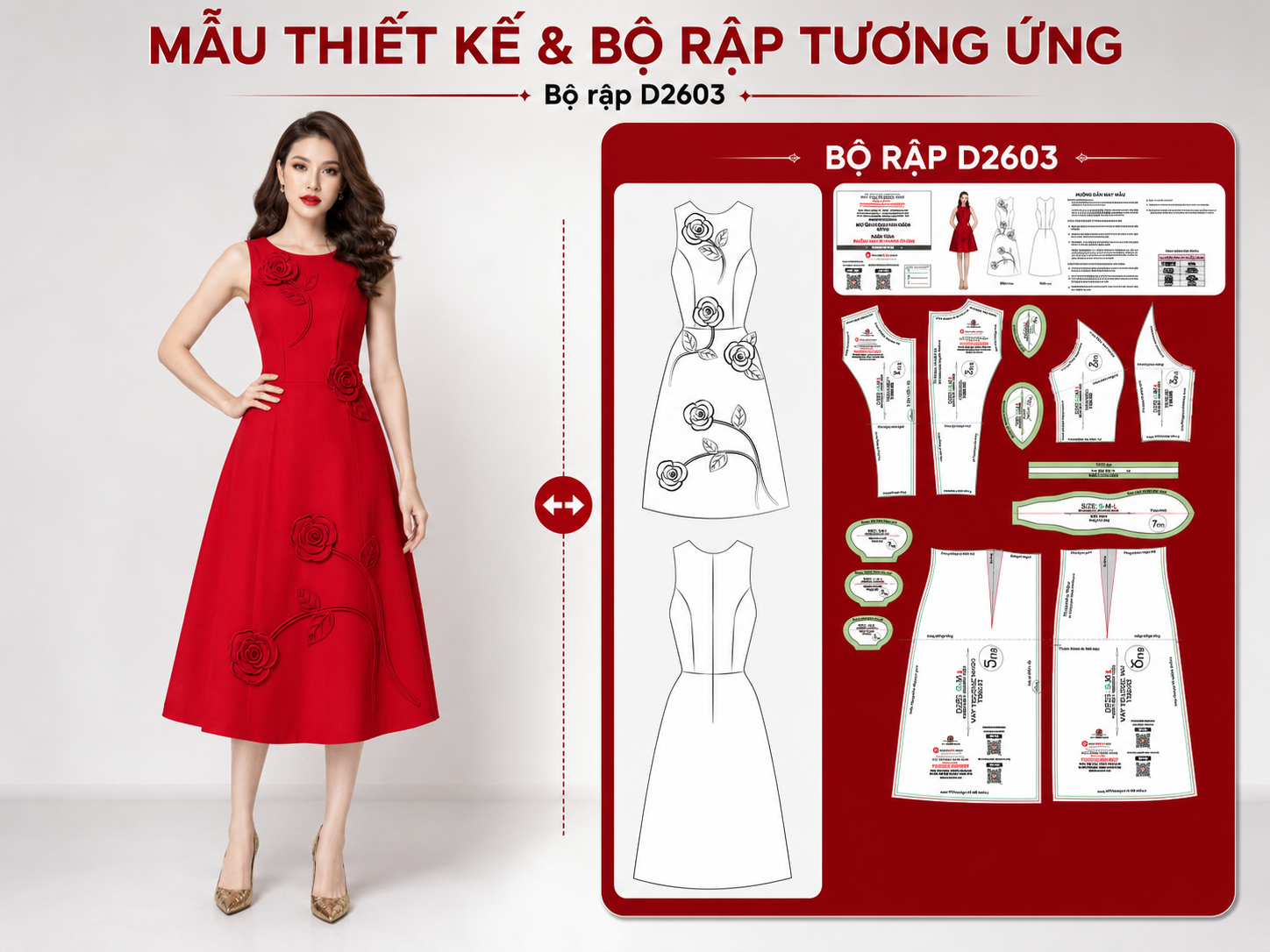 Bộ rập đầm thiết kế chuẩn form mẫu 02 size S-M-L