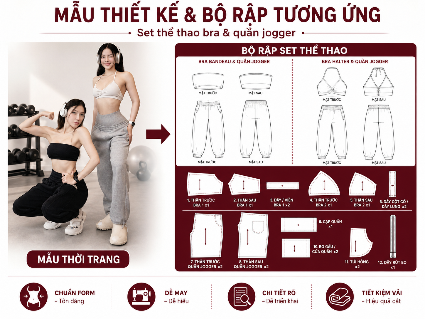 Bộ rập đầm thiết kế chuẩn form mẫu 04 size S-M-L