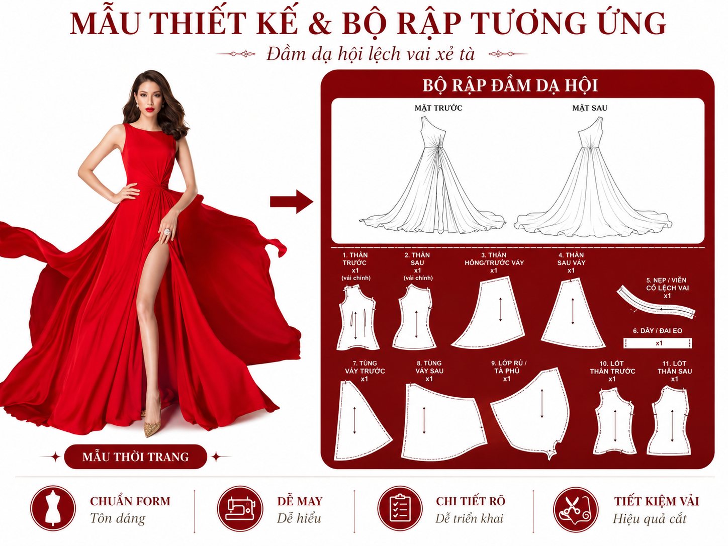 Bộ rập đầm thiết kế chuẩn form mẫu 06 size S-M-L